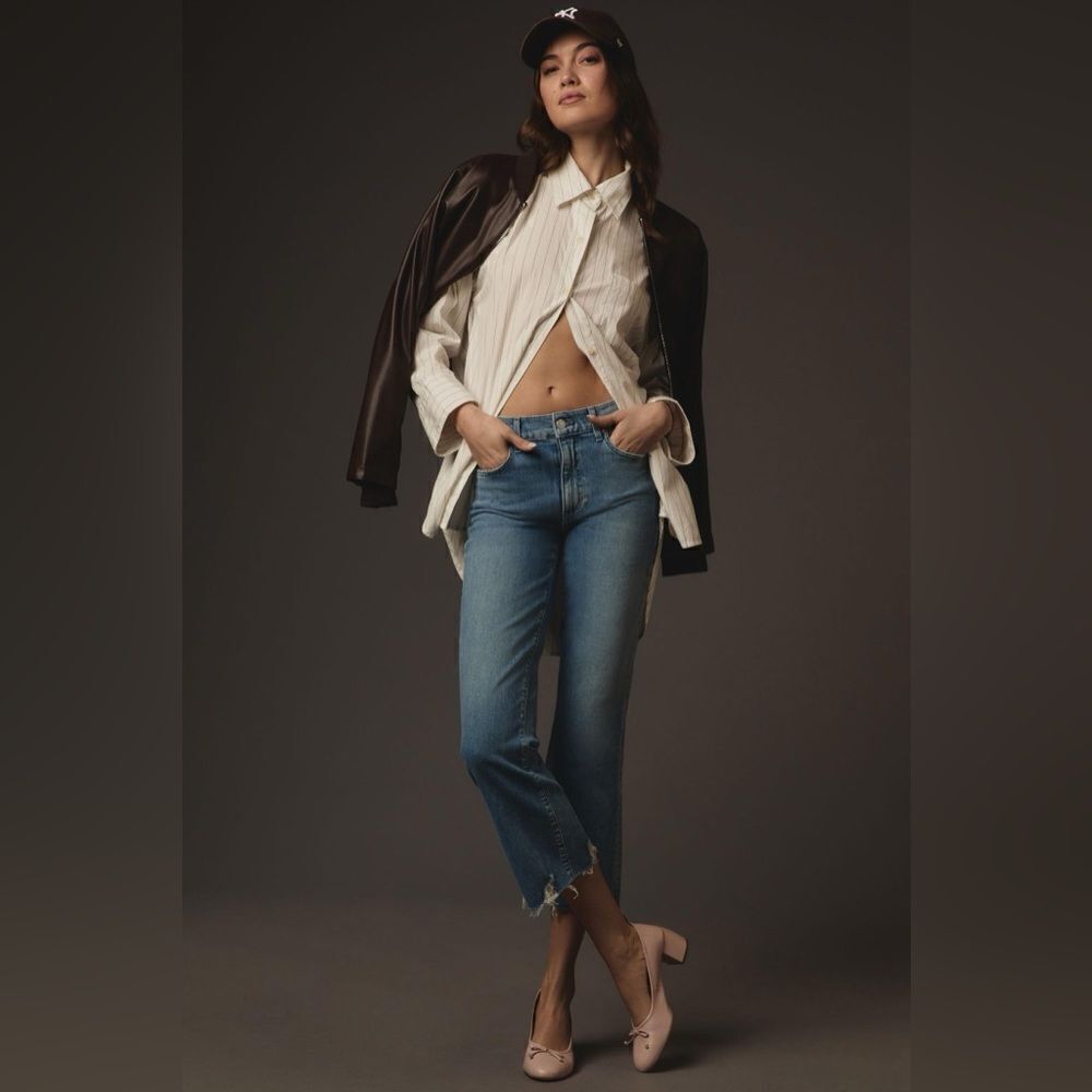 Anthropologie x Le Jean Bella Mid-Rise Crop Flare Jeans size 25